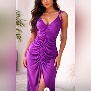 Open Edit Nordys Womens Purple Cinch  Sleeveless Midi Dress Size Small Sexy 70s